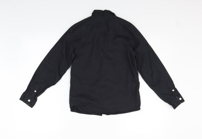 Back view of LOGG girls’ black basic button-up, size 10-11, years