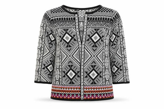 F&F Womens Black Geometric  Cardigan Jumper Size 8