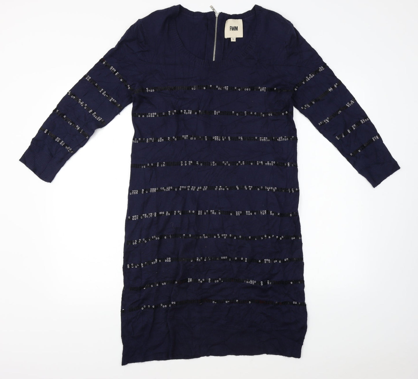 FWM Womens Blue Striped  A-Line  Size 12