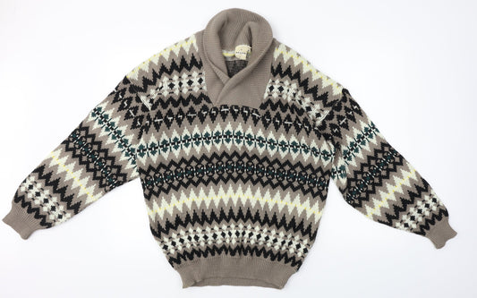 Aitch  Womens Brown Herringbone  Pullover Jumper Size M