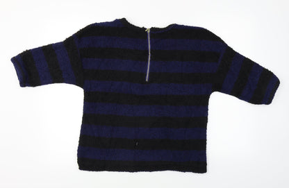 Preloved Zara  Womens Black Striped  Pullover Jumper Size M - Back