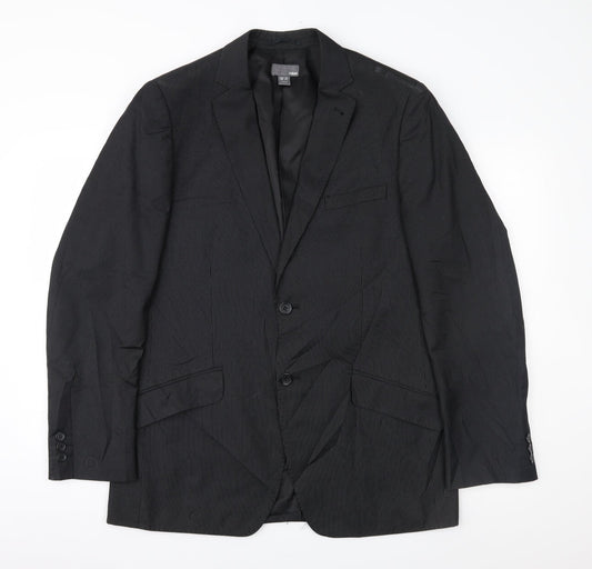 H&M Mens Black Striped  Jacket Suit Jacket Size 42