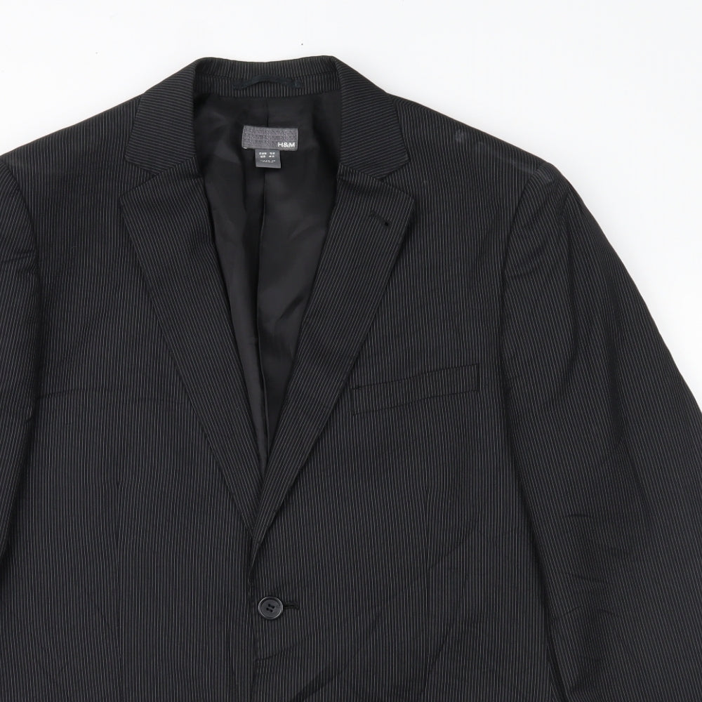 H&M Mens Black Striped  Jacket Suit Jacket Size 42