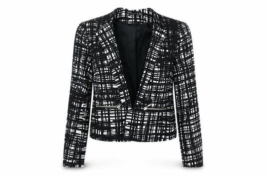 Primark Womens Black Check  Jacket Coatigan Size 12