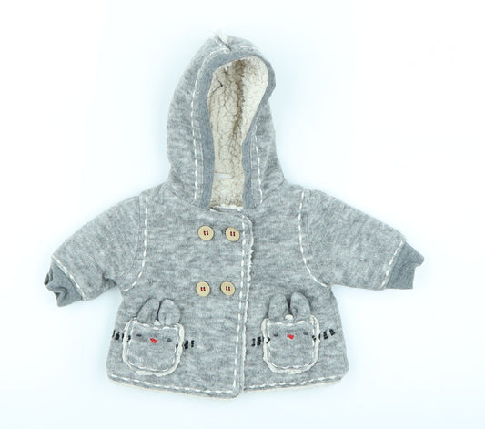 NEXT Baby Grey   Basic Coat Coatigan Size 0-3 Months