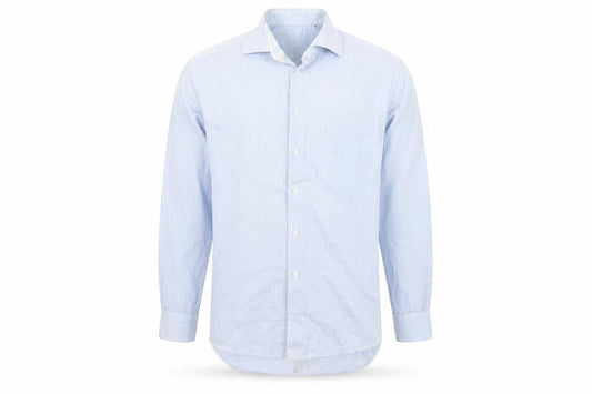 Oscar Mens Blue Pinstripe   Dress Shirt Size 42