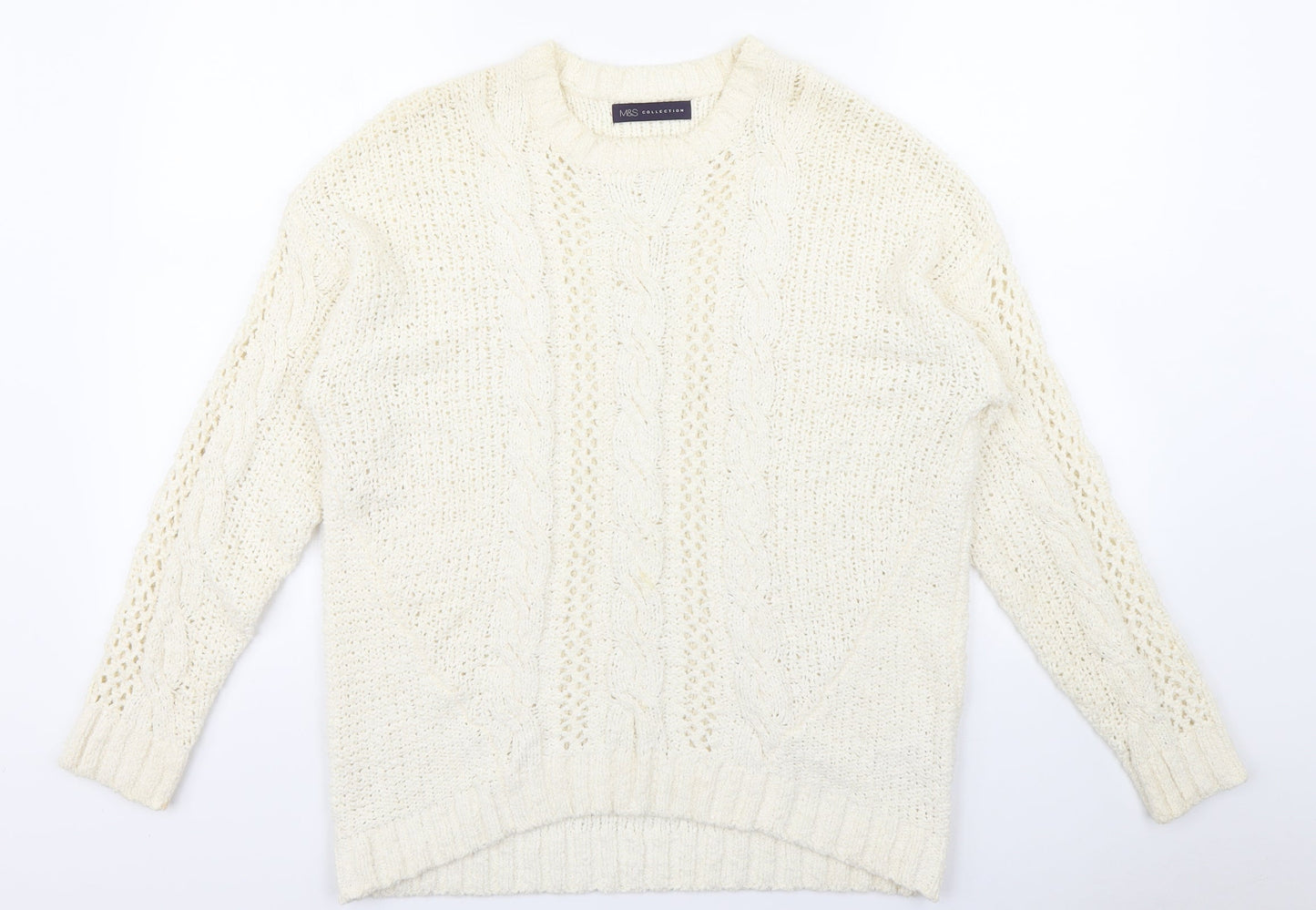 Marks and Spencer Womens White   Pullover Jumper Size M