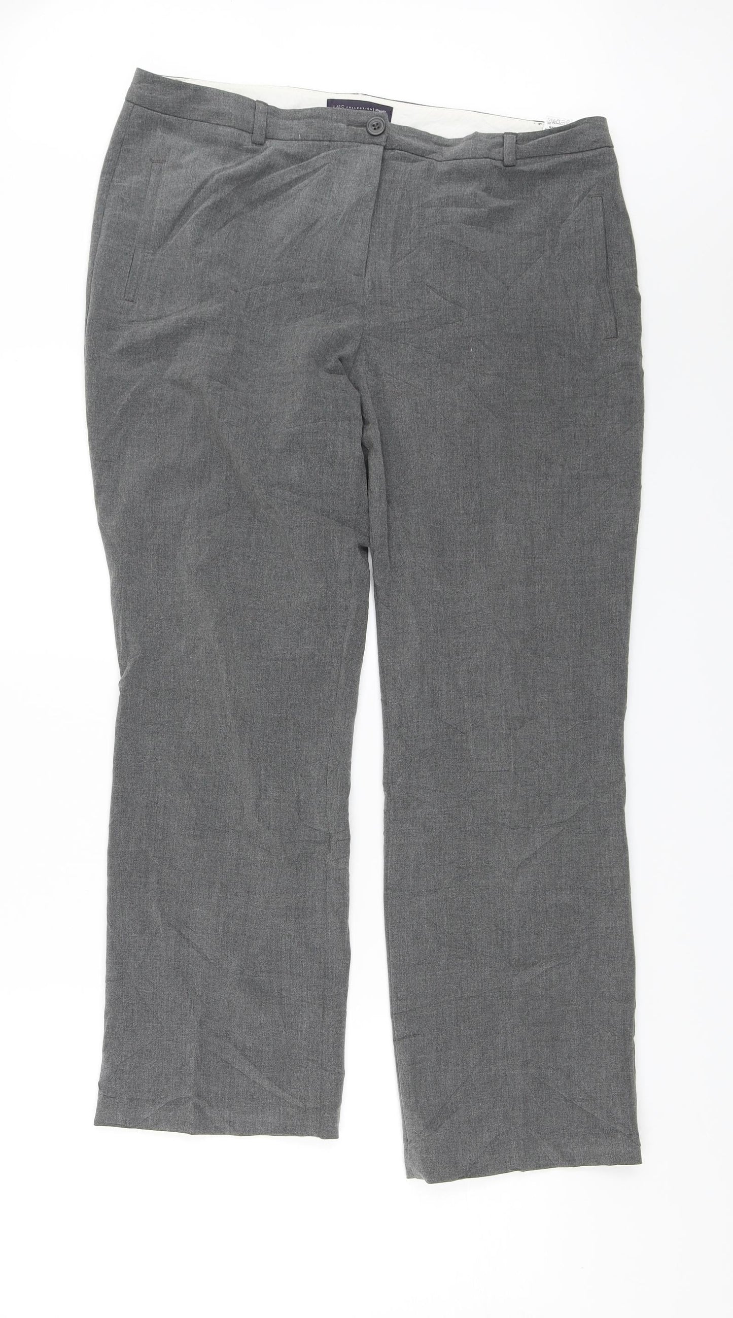 M&S Womens Grey   Dress Pants Trousers Size 14 L26 in