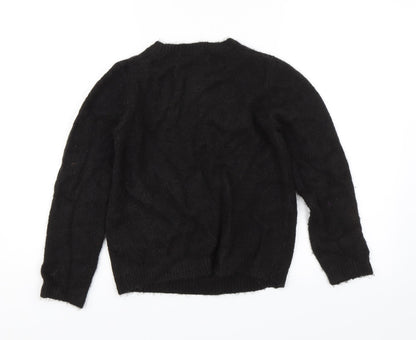 Preloved M&S Girls Black   Pullover Jumper Size 11-12 Years  - Heart - Back