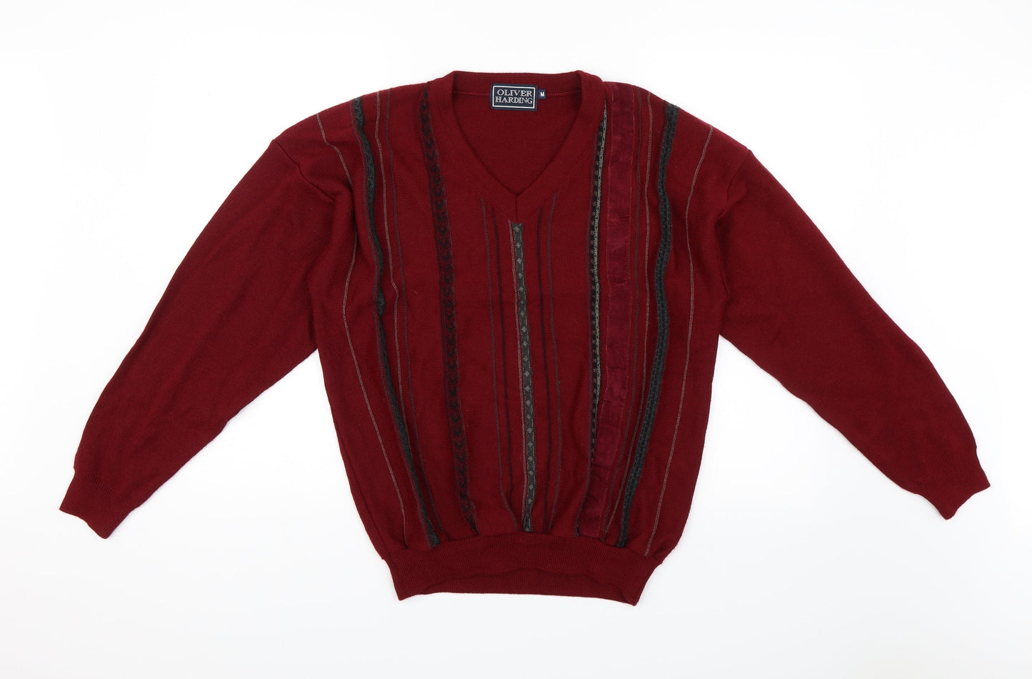 Oliver Harding Mens Red Striped  Pullover Jumper Size M
