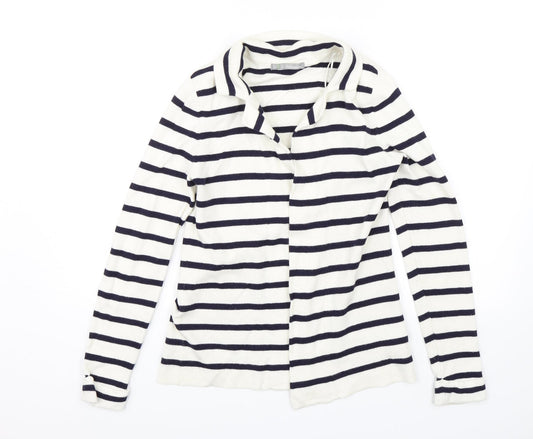 M&S Womens White Striped  Jacket  Size 10