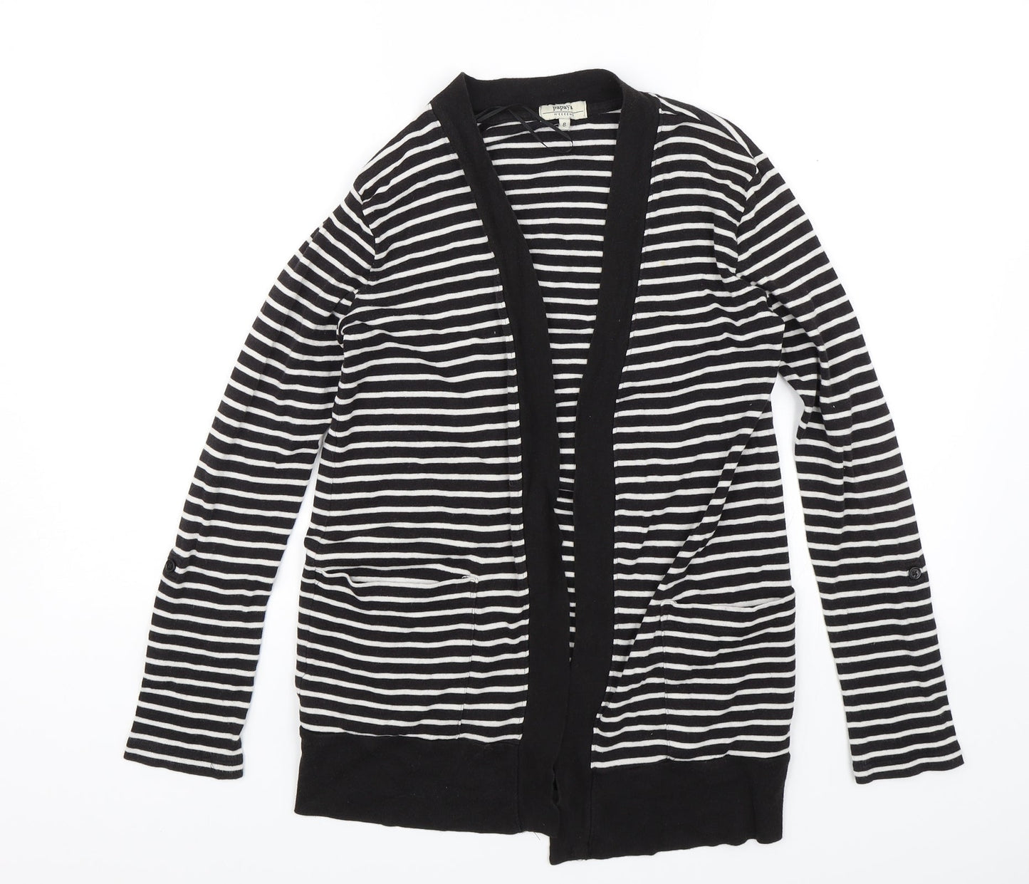 Papaya Womens Black Striped  Jacket  Size 8