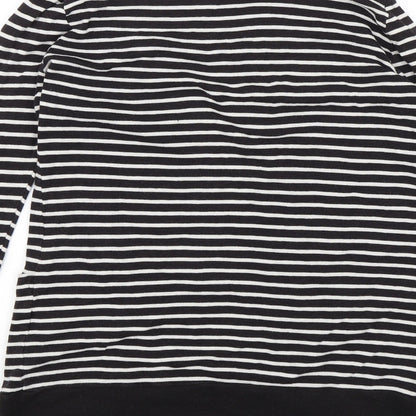 Brand and care label for Papaya women’s black striped jacket, size UK 8