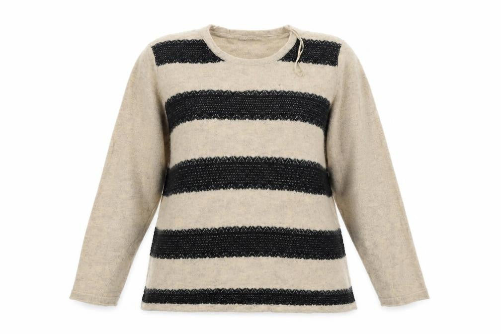 Bonmarché Womens Beige Striped Pullover Jumper Size XL