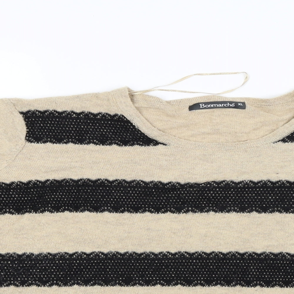 Bonmarché Womens Beige Striped  Pullover Jumper Size XL
