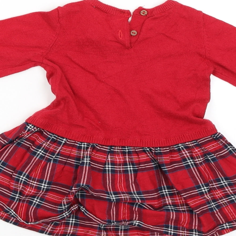 H&M Girls Red   Jumper Dress  Size 3-6 Months