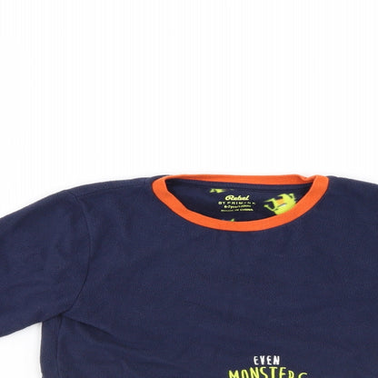 Close-up detail of Rebel boys’ blue pyjama top, size 6-7, years