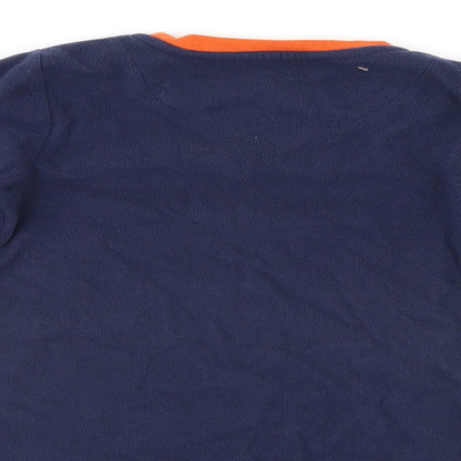 Brand and care label for Rebel boys’ blue pyjama top, size 6-7, years