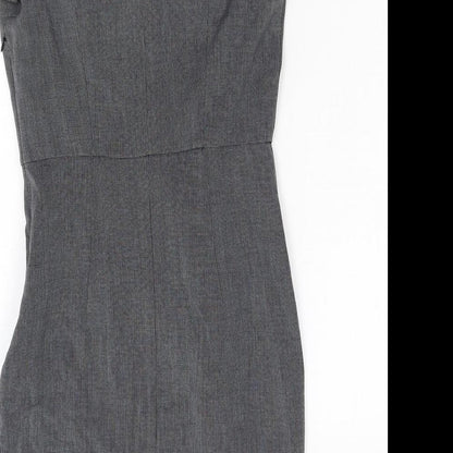 Brand and care label for Miss Selfridge women’s grey shift, size UK 10