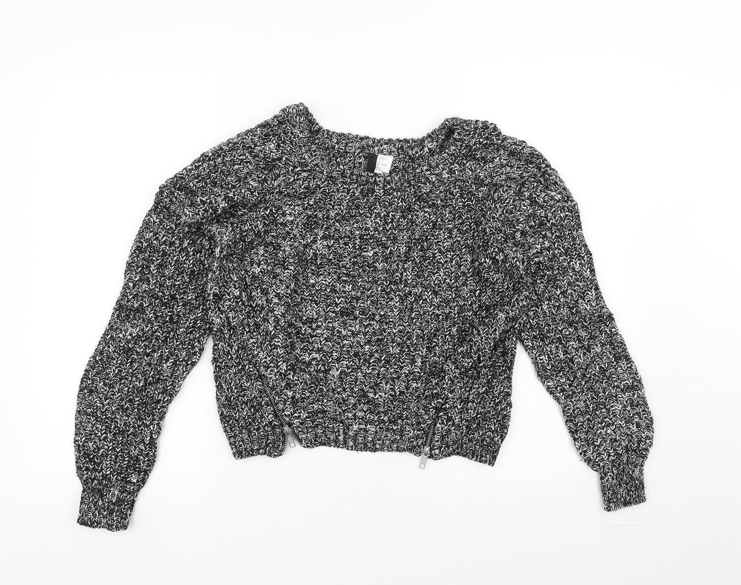 H&M Womens Black  Knit Pullover Jumper Size 10