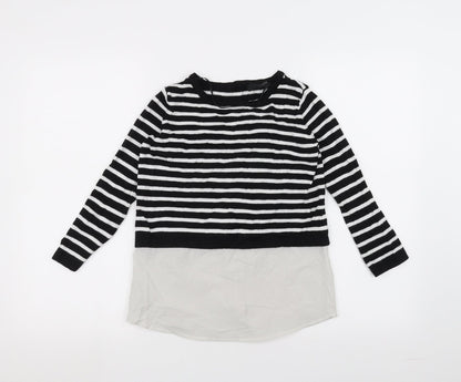Additional front view of Atmosphere women’s white striped basic t-shirt, size UK 4
