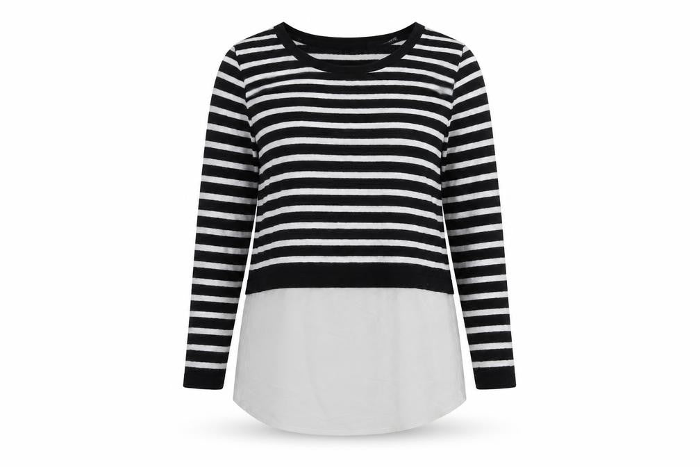 Atmosphere Womens White Striped  Basic T-Shirt Size 4