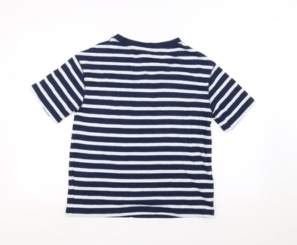Preloved Marks and Spencer Womens Blue Striped  Basic T-Shirt Size 8 - Back