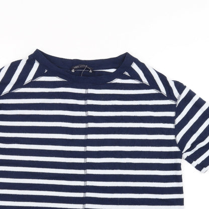 Preloved Marks and Spencer Womens Blue Striped  Basic T-Shirt Size 8 - Detail
