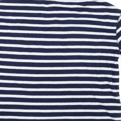 Preloved Marks and Spencer Womens Blue Striped  Basic T-Shirt Size 8 - Label
