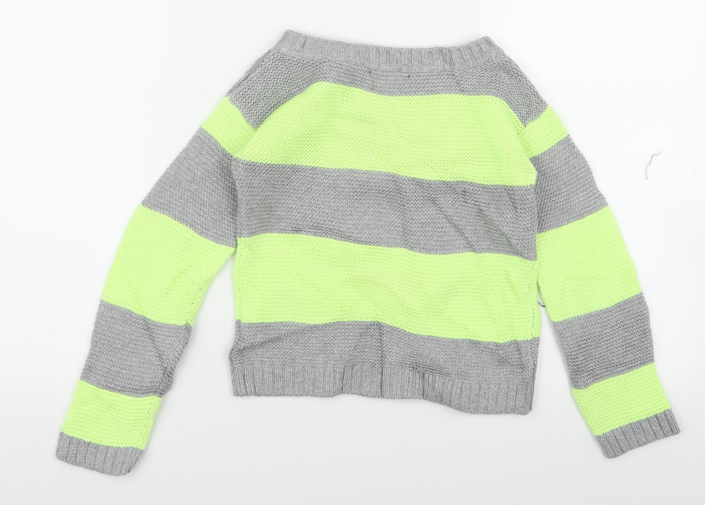 Gap Girls Green Striped  Pullover Jumper Size 6 Years