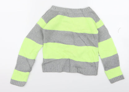 Gap Girls Green Striped  Pullover Jumper Size 6 Years