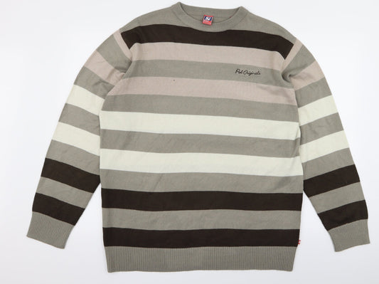 Pod Mens Brown Striped  Pullover Jumper Size M