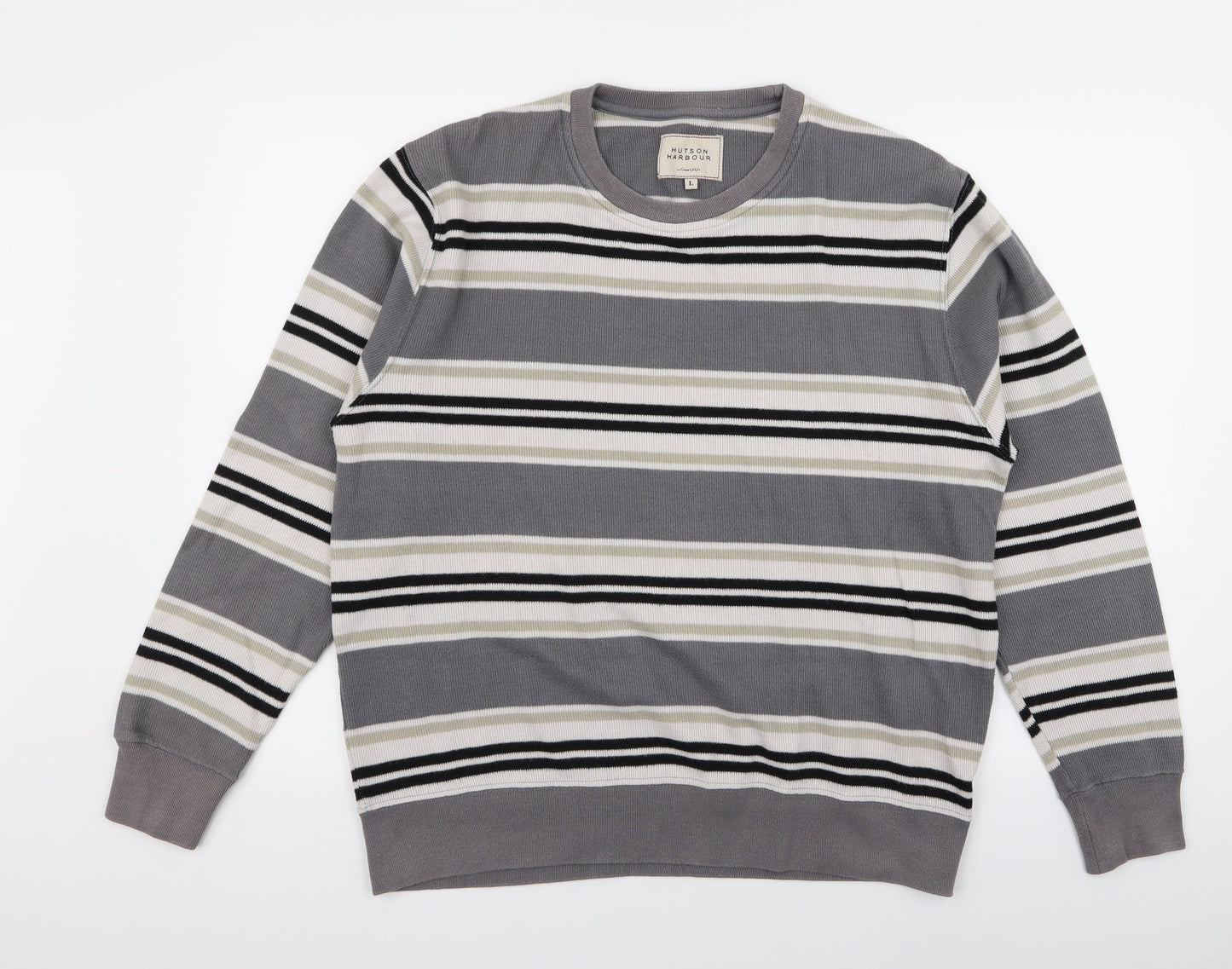 Hutson Harbour Womens Grey Striped  Pullover Jumper Size L