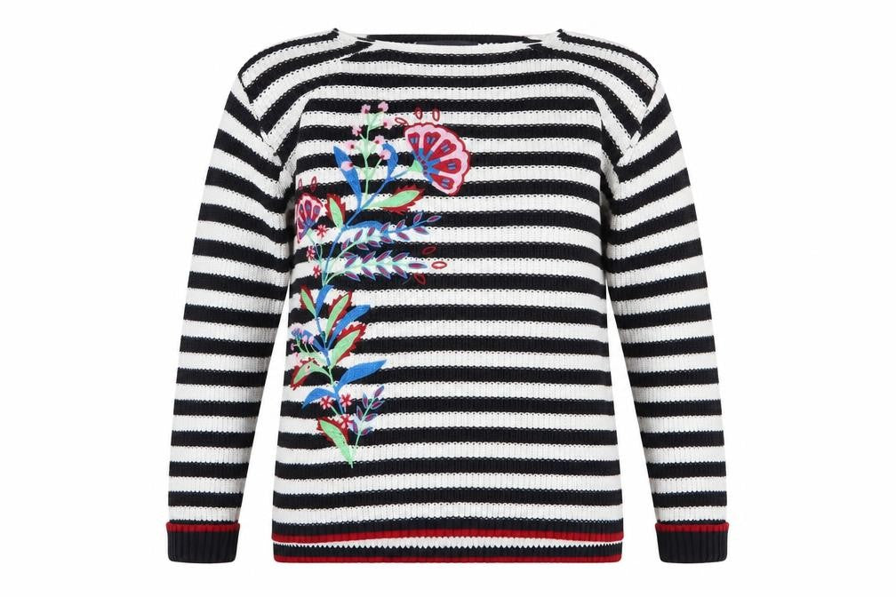 m&s Womens White Striped  Pullover Jumper Size M