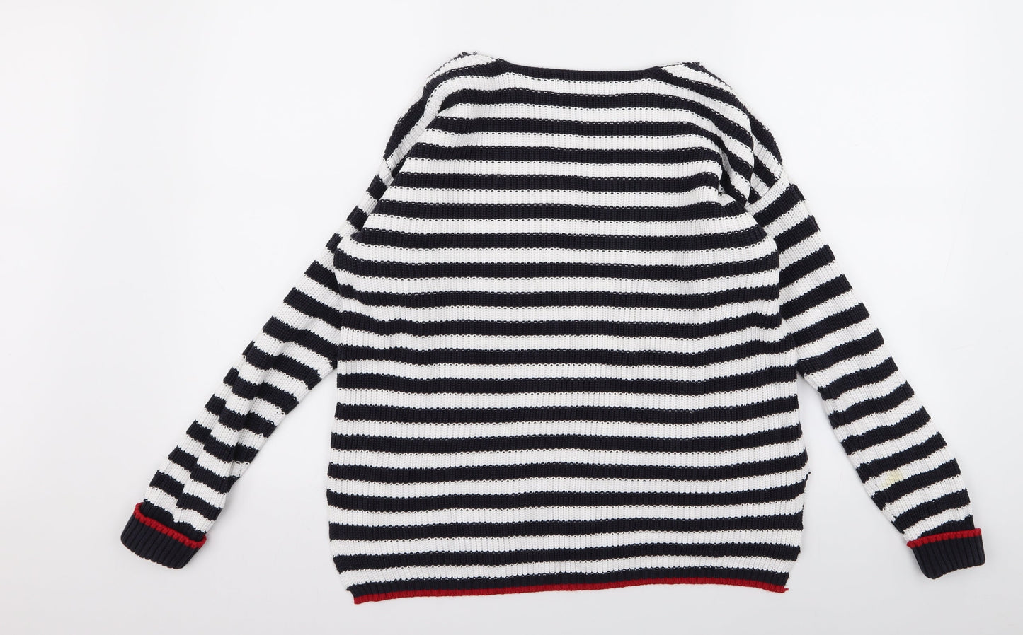 m&s Womens White Striped  Pullover Jumper Size M