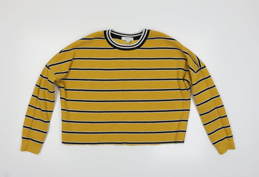 Primark Womens Yellow Striped  Pullover Sweatshirt Size S