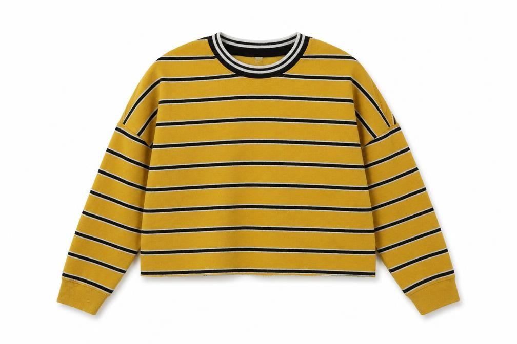 Primark Womens Yellow Striped  Pullover Sweatshirt Size S
