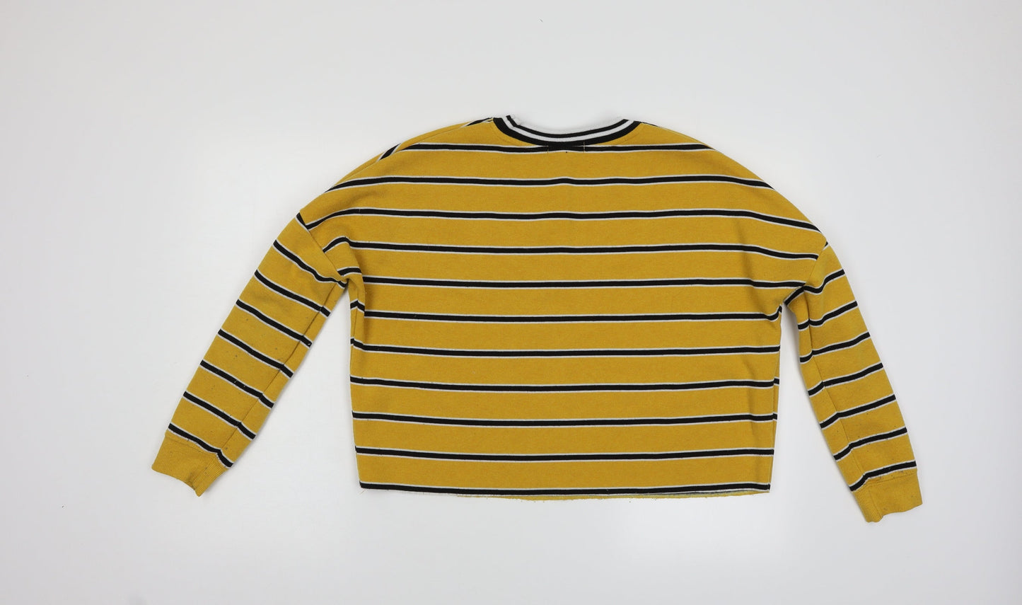 Primark Womens Yellow Striped  Pullover Sweatshirt Size S
