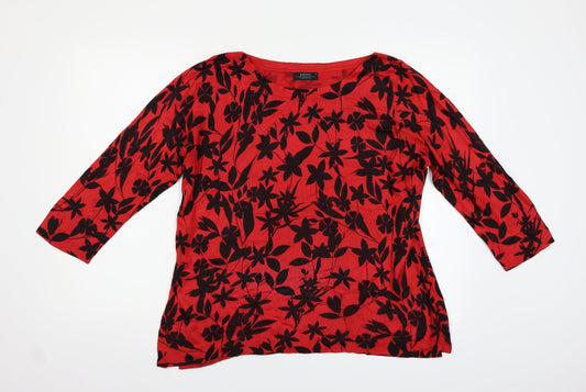 Papaya Womens Red Floral  Pullover Jumper Size 14