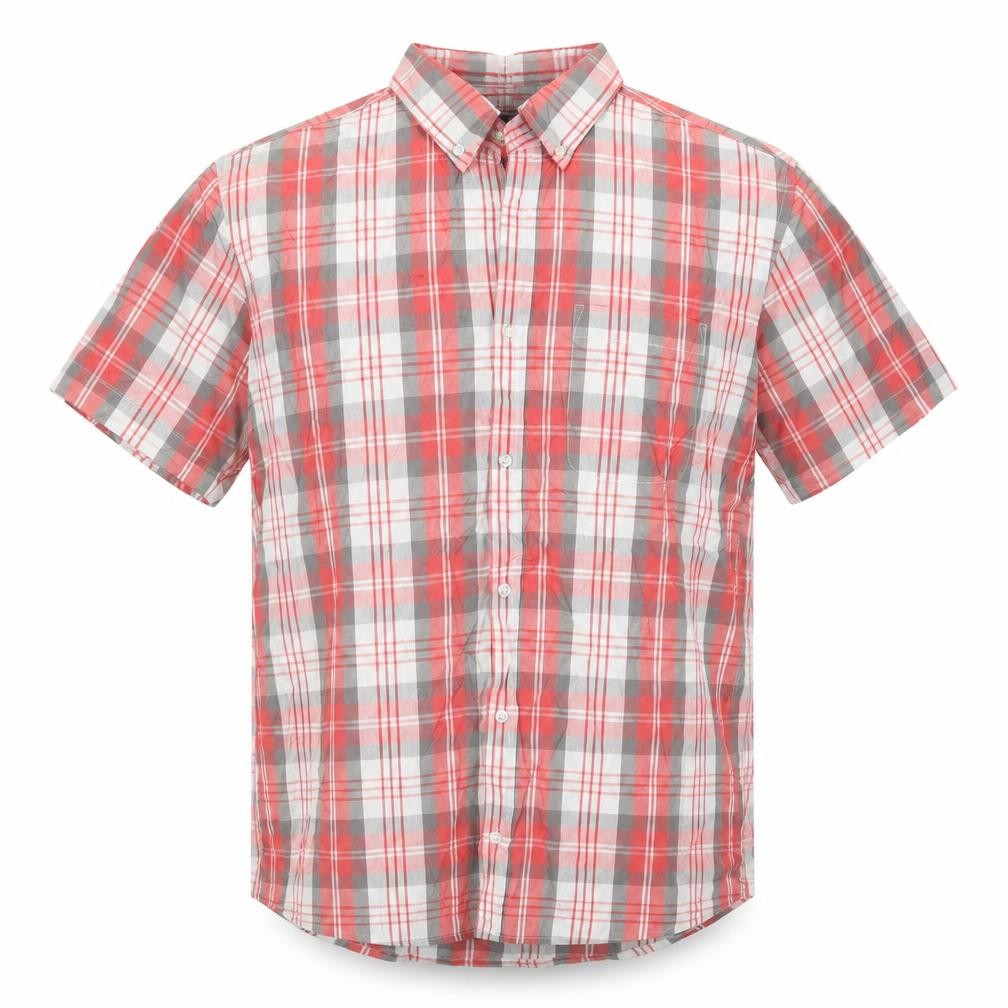 Real Clothing Mens Red Check   Button-Up Size M
