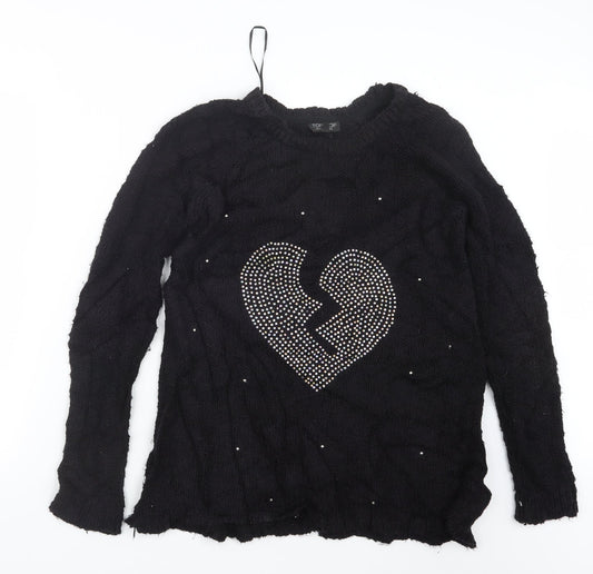 Topshop Womens Black  Knit Pullover Jumper Size 6