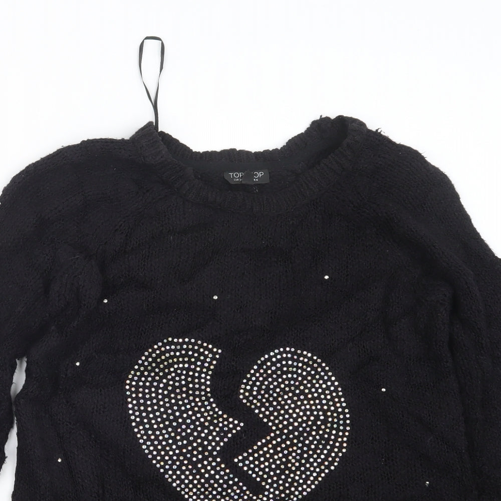 Topshop Womens Black  Knit Pullover Jumper Size 6