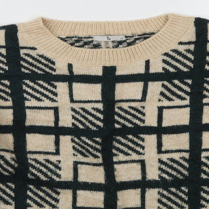Tu Womens Green Check  Pullover Jumper Size 14