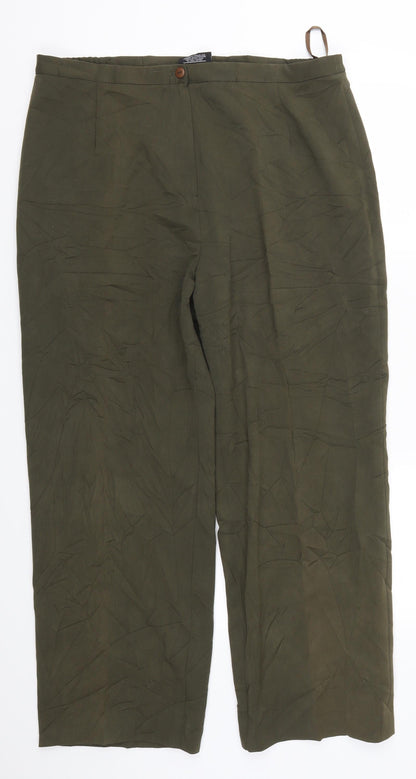 Additional front view of Paul Seperates women’s green trousers, size UK 20, 27-inch leg