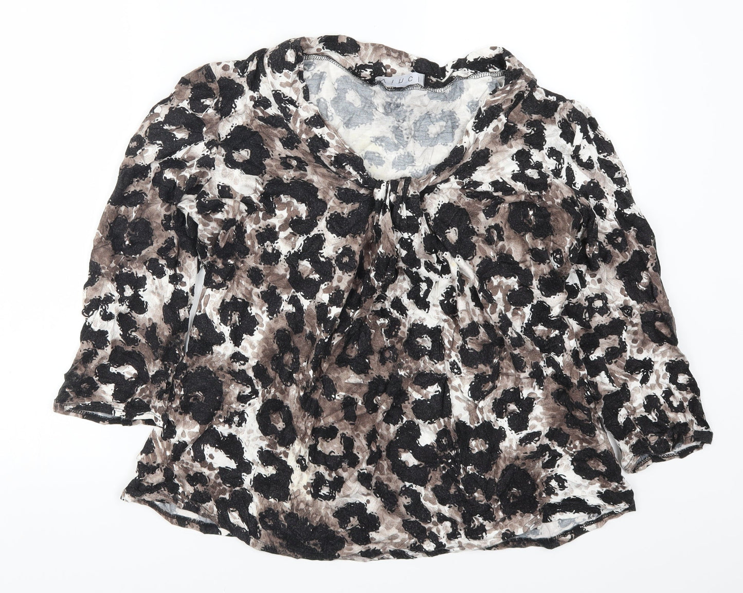 VINCI Womens Brown Animal Print  Basic T-Shirt Size 16