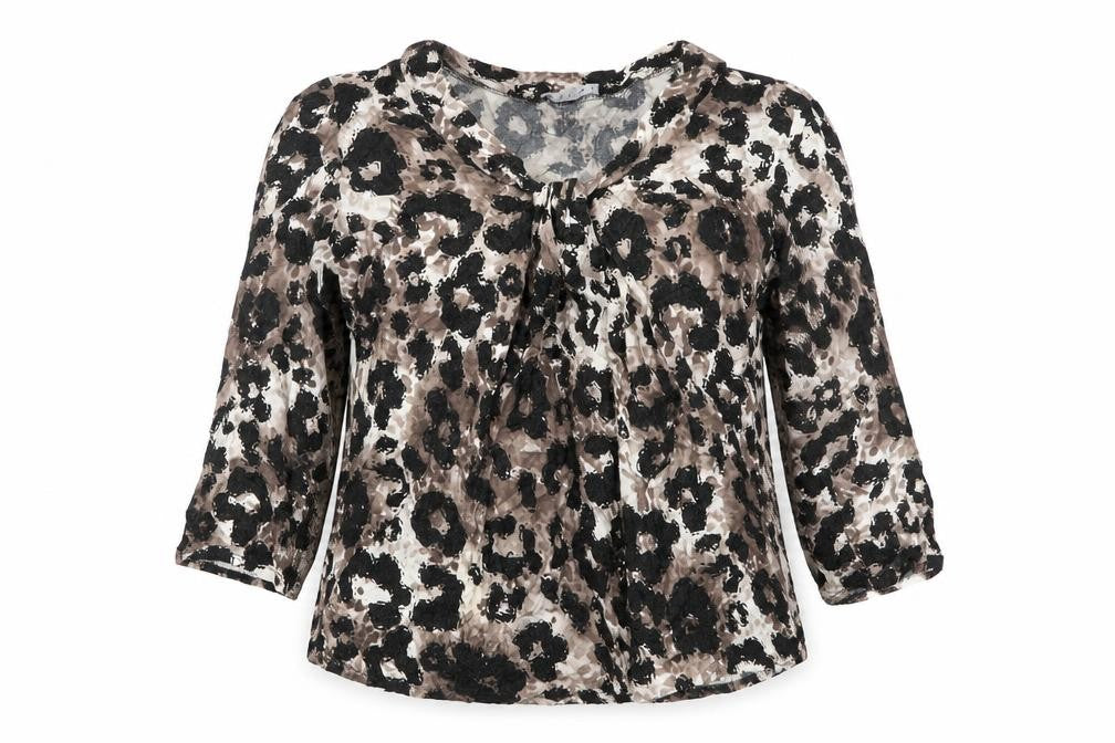 VINCI Womens Brown Animal Print  Basic T-Shirt Size 16