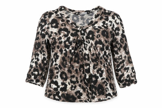 VINCI Womens Brown Animal Print  Basic T-Shirt Size 16