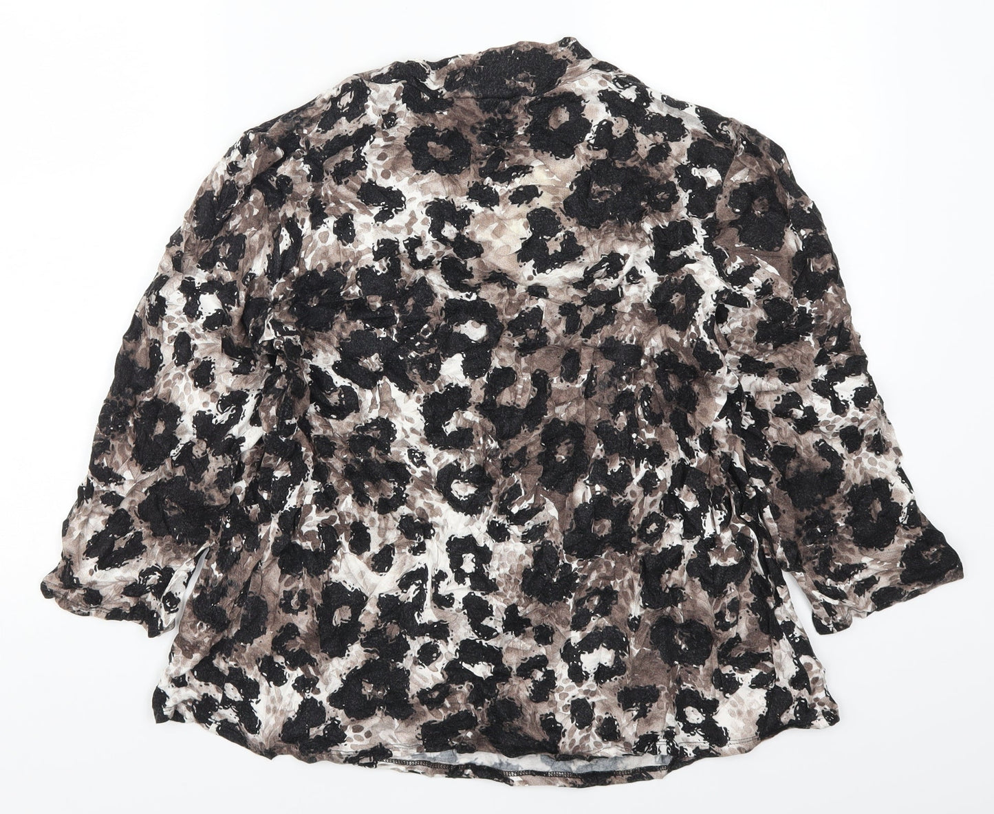 VINCI Womens Brown Animal Print  Basic T-Shirt Size 16