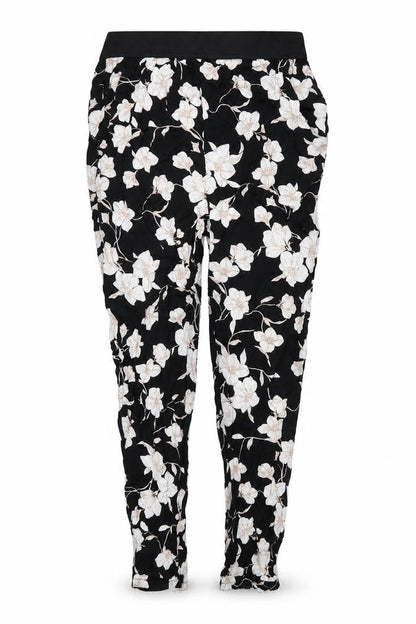 Select Womens Black Floral  Trousers  Size 6 L25 in