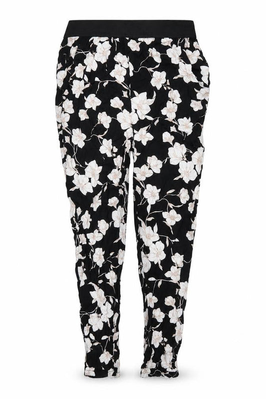 Select Womens Black Floral  Trousers  Size 6 L25 in
